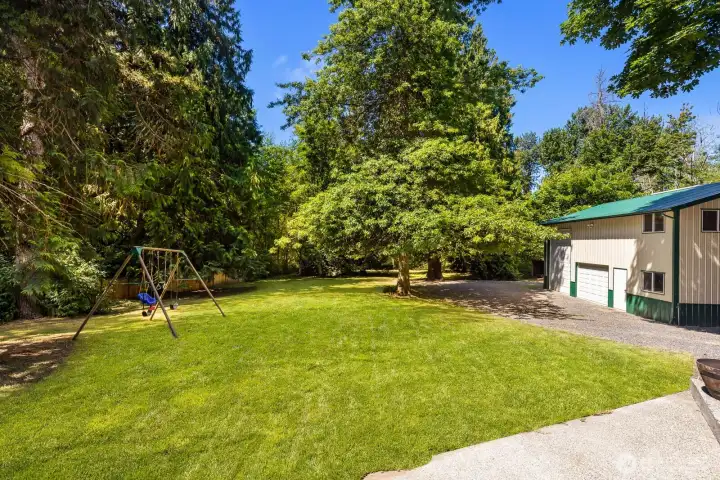 Large, flat space perfect for play and the lot goes waaaaay back.