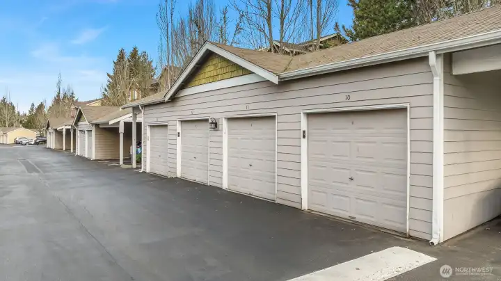 This unit comes with it's own 1 car garage (Unit 11)