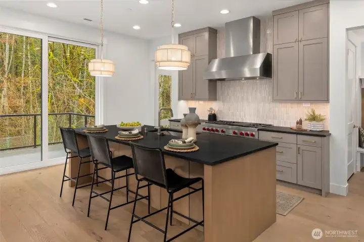 Oversized slab eating island