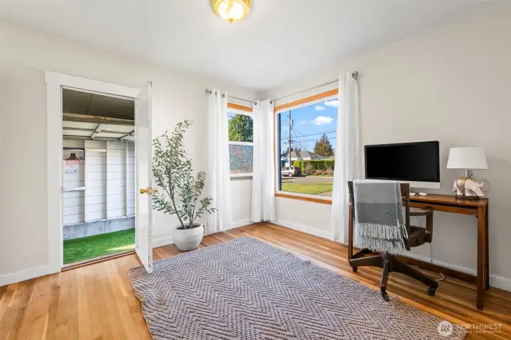 great fourth bedroom or office adjacent to one car garage or flex space