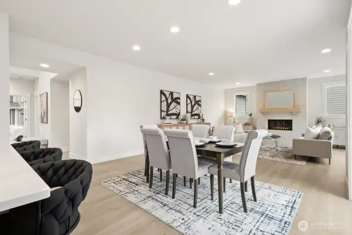 Spacious, light-filled great room.