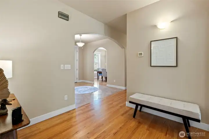 There is a formal foyer that leads to the heart of the home.