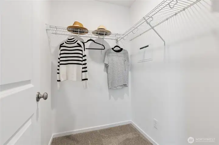 Primary Walk-in closet. Photos are for representational purposes only, colors, elevation and features may vary.