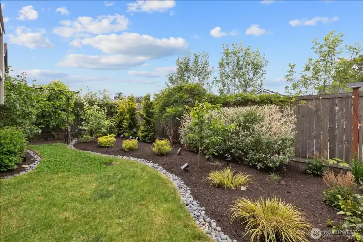 Beautifully landscaped backyard. Beautifully landscaped backyard.
