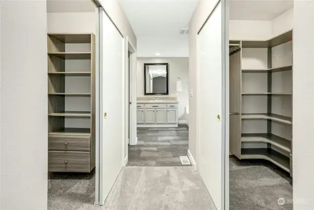 His and Her Closets with Built in Organizers!!!