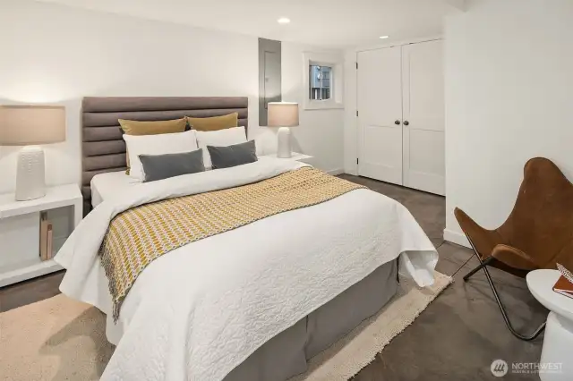 #4 Bedroom. Again radiant floor heat. Ample closet space. Great for guests or whomever. Two windows provide good light.