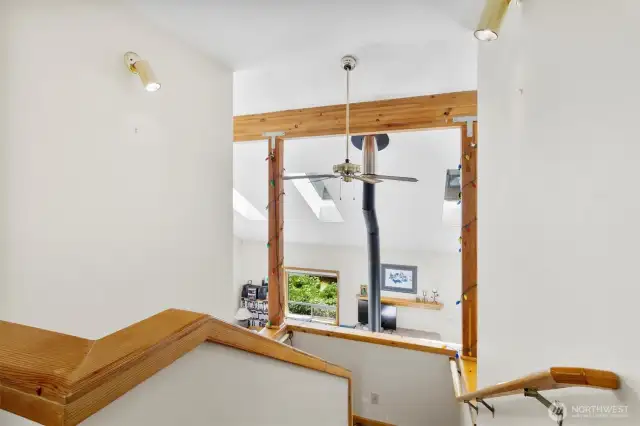 Upstairs hallway overlooking the living / dining areas