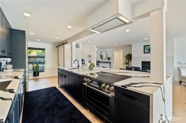 12ft long kitchen, with induction cooking and hidden hood vent