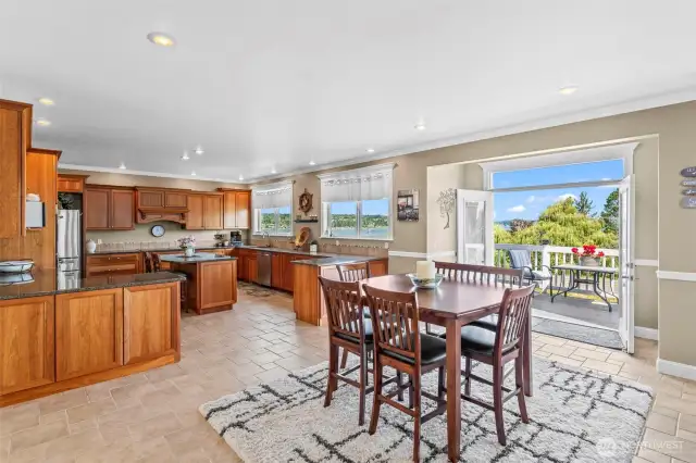 Kitchen with eating space and nice views.