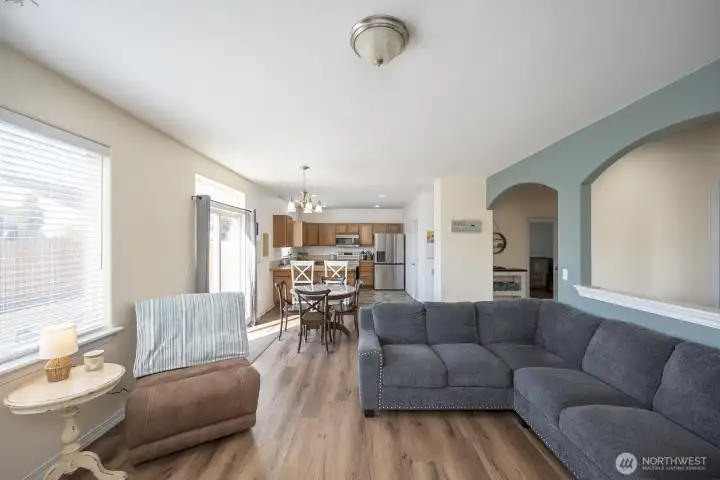 Living room looking towards dining and kitchen