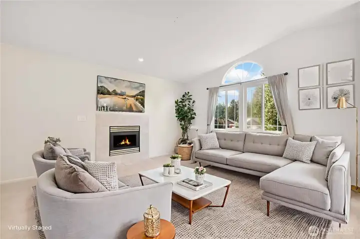 Upper level Livingroom with gas fireplace