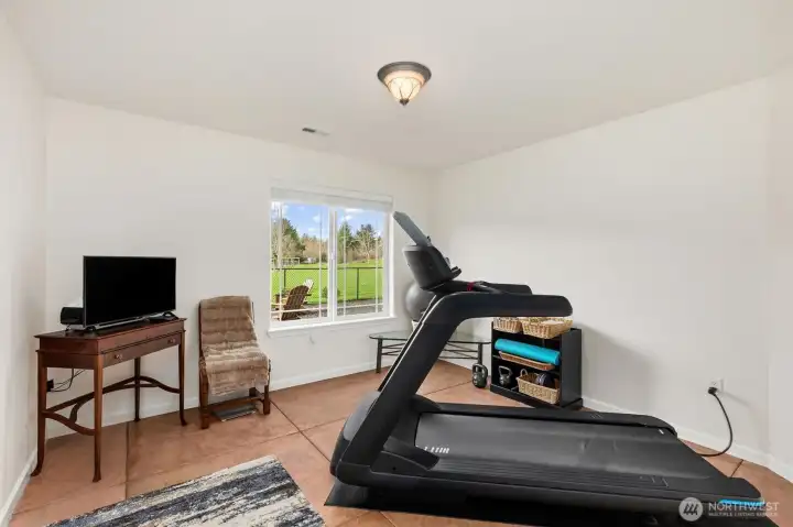 3rd bedroom currently used as a workout space