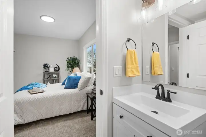 View of Primary Bedroom from En Suite Full Bath. (Closet not shown, but is to the left)
