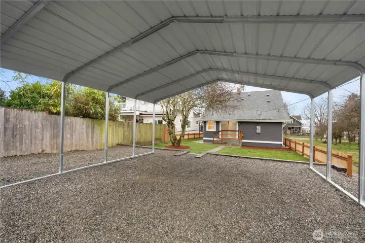 Brand New 2-Car Carport and Parking for 3 Vehicles off the Alley.