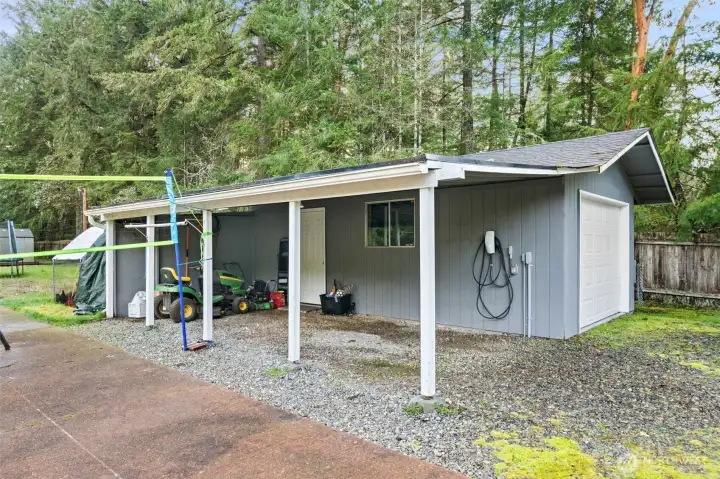 Covered carport and garage