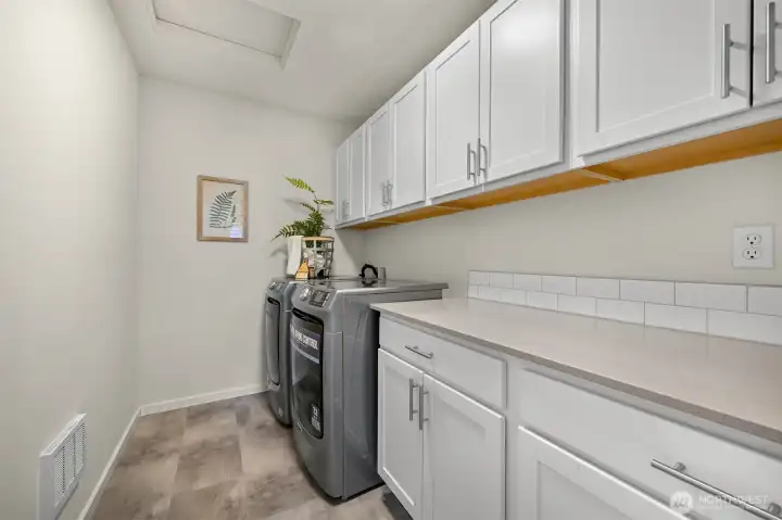 Laundry upstairs, new washer and dryer