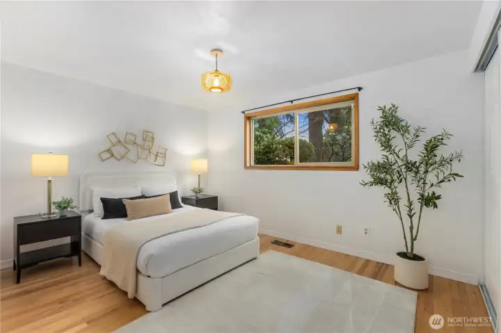 A second well-sized bedroom is perfect for guests