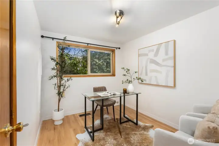 The third bedroom can easily flex into an office, workout room, or playroom