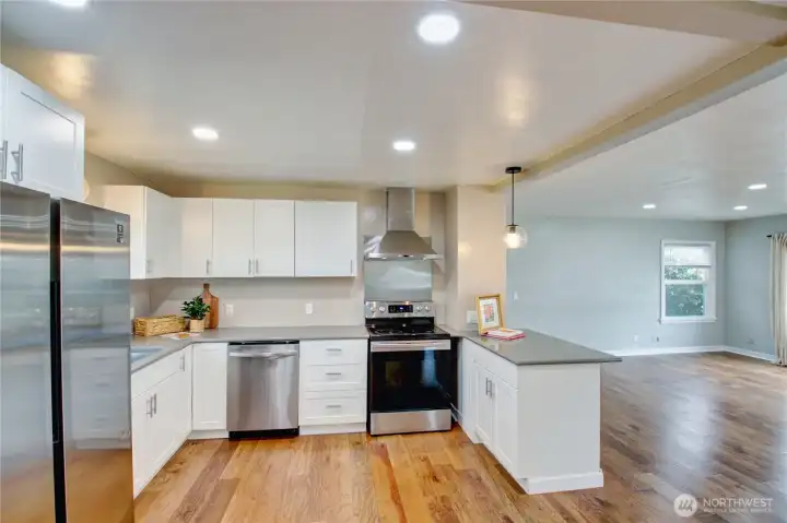 Nice kitchen with stainless appliances.