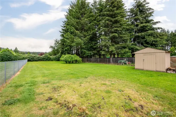 Large fenced backyard Large fenced backyard