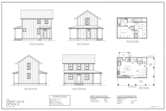 Elevation and floorplan as upgraded wrap-around-porch