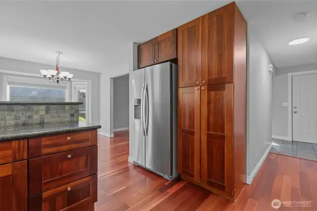 Beautiful Solid Cherry Wood Cabinets and Hardwood Flooring