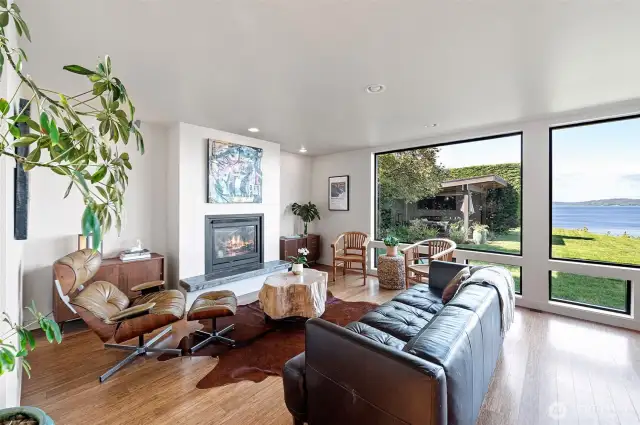 Cozy up by the gas fireplace.