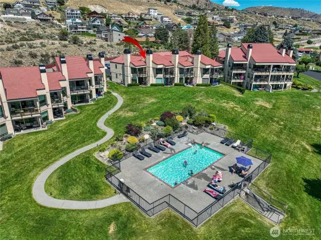 One of five pools at the resort