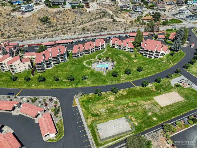 Manicured grounds with year around pool