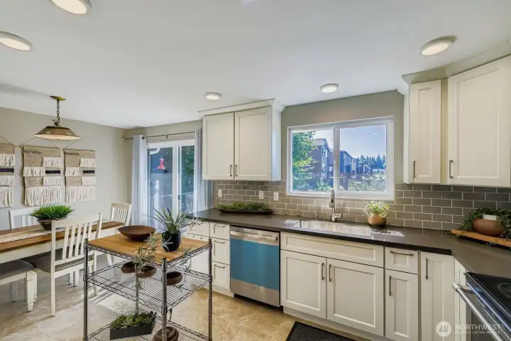 Remodeled kitchen with stainless appliences