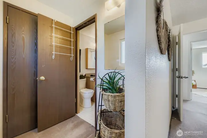 Primary bedroom has a door that leads to the full bathroom
