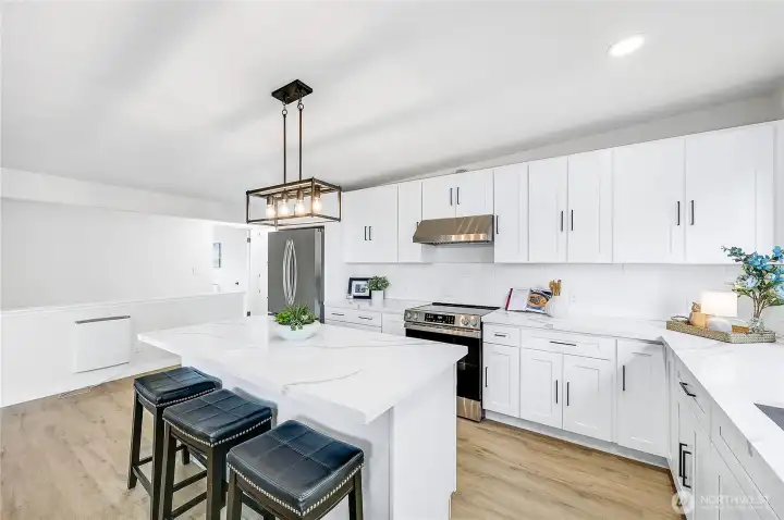 There is no shortage of counter and cabinet space.