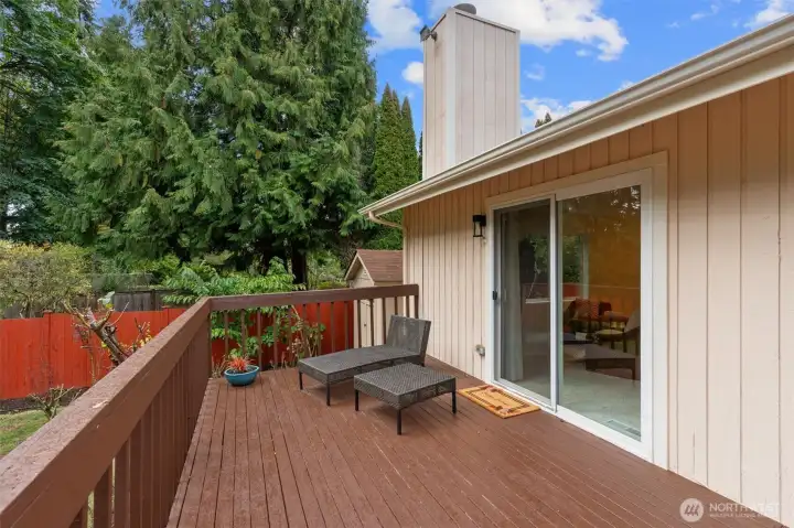 Generous deck space for outdoor dining, lounging, and entertaining.