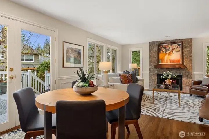 Kitchen dining to family room open concept