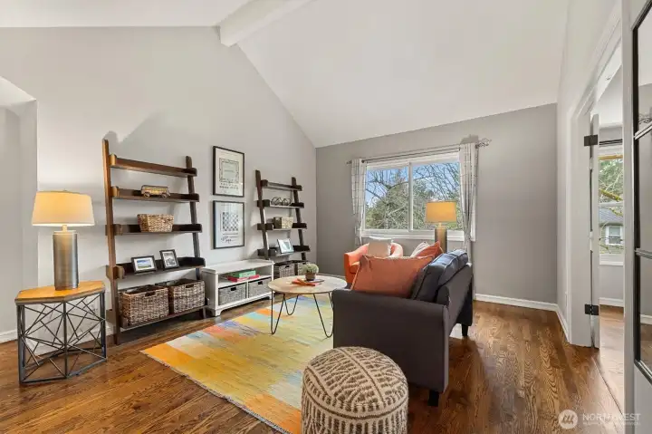 Oversized loft has potential galore for office space/bonus room or all hobbies. It could also be a sitting area for the primary suite