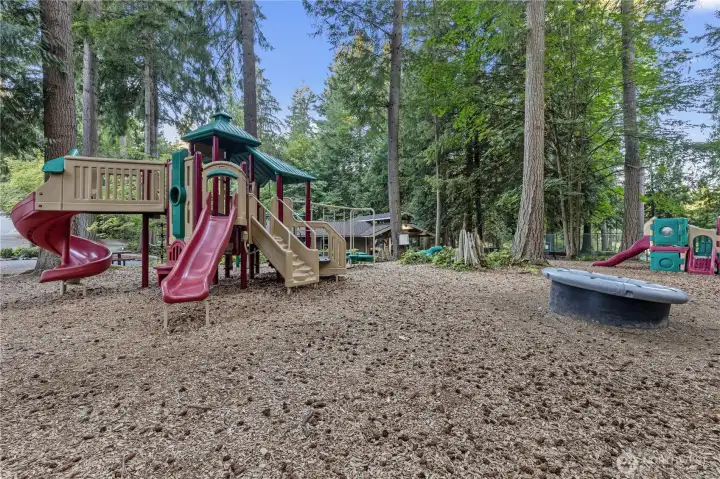 Several play structures and areas are available to residents