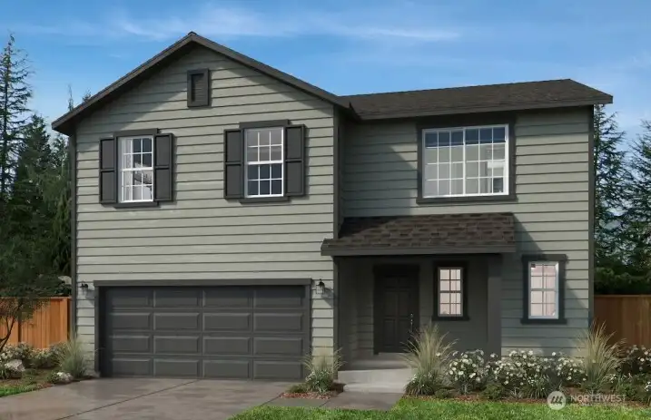 Artist Rendering 2230 Plan, Elevation A with Garage Left with Exterior Color Scheme D.