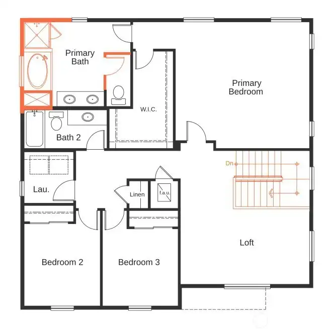 Artist Rending of 2nd Floor 2230 plan for Lot 46.