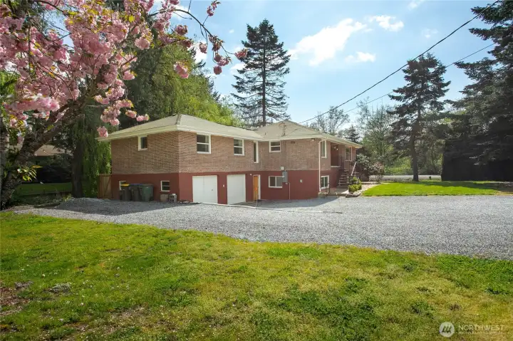 The drain field is in front of  the home.