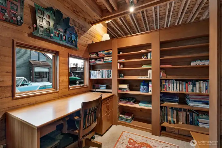Enter the library.  While compact, it can display hundreds of your book collections.