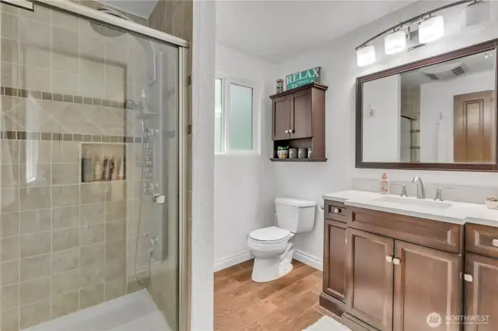 Fresh renovations in the bathrooms bring a bright, polished feel with updated fixtures, stylish details, and timeless appeal.