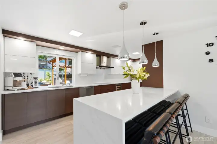 Remodeled kitchen with quartz countertops. Remodeled kitchen with quartz countertops.