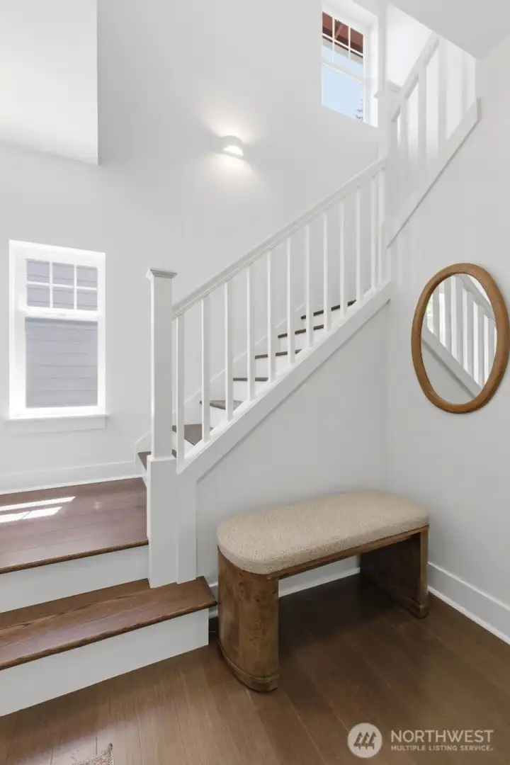 Custom red oak hardwoods lead stairway Custom red oak hardwoods lead stairway