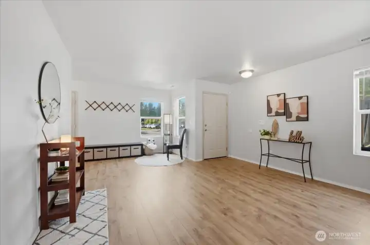 We've kept the staging simple, and you can see how much space there is for large furniture pieces here.