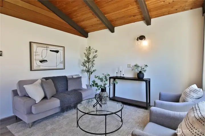 Vaulted ceilings create an open feel.