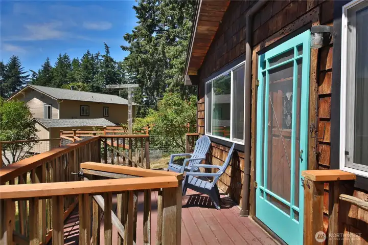 Spacious deck extends the living space outdoors.