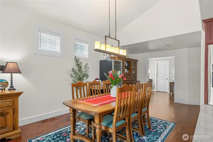 Dining area opens to french doors...in home office or TV Room....options and includes a walk in closet.