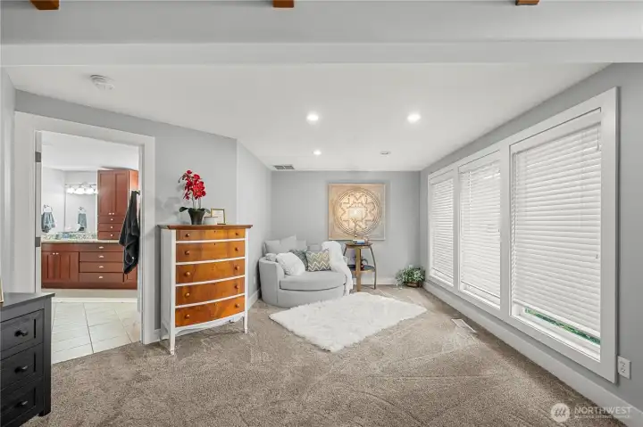 Sitting area of in room office are great options! Check out the floor to ceiling windows!