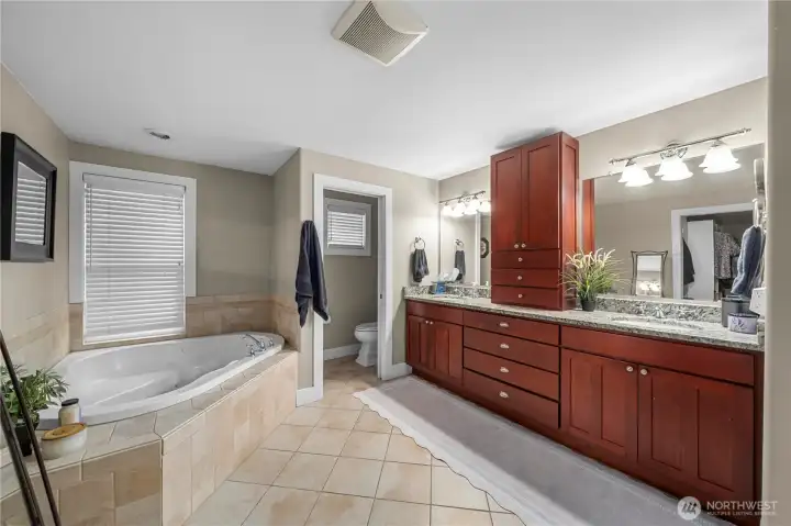 5 piece bath with jetted tub and private water closet!