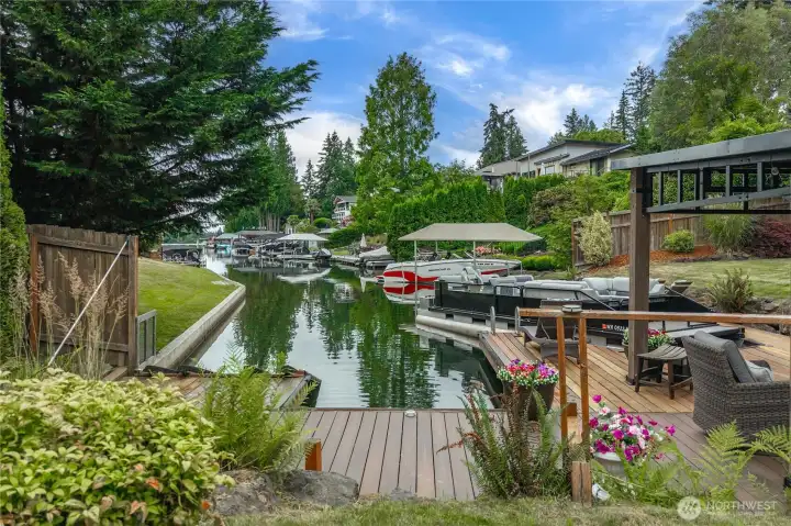 Look out from the end and a short distance from the main lake....this provides peace from the summer activities on the Lake.